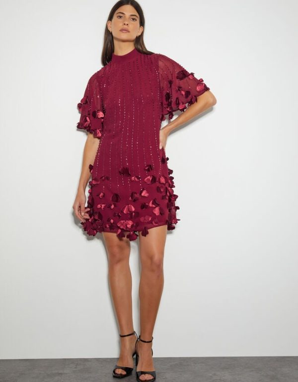 Monsoon Carly Tunic Petal Dress Red