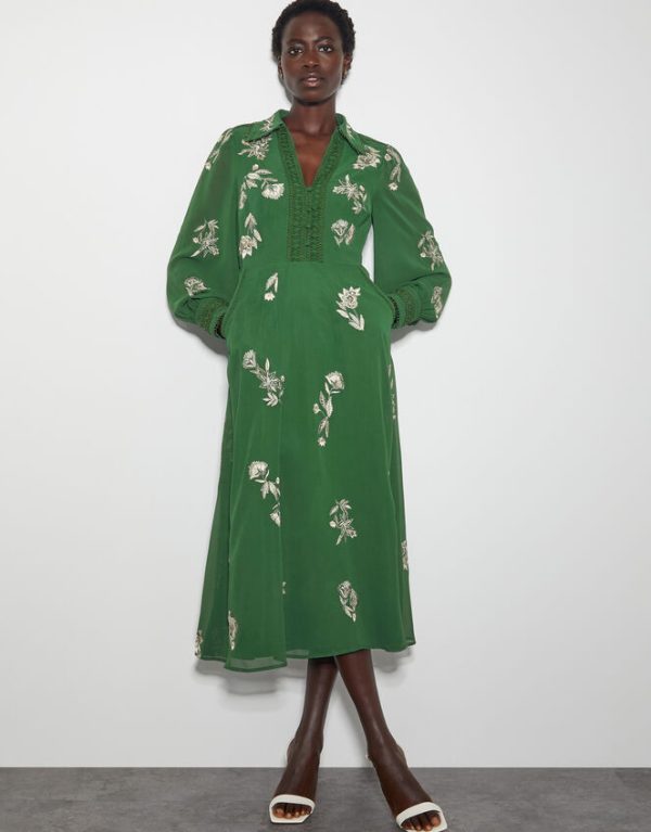 Monsoon Erica Shirt Dress Green