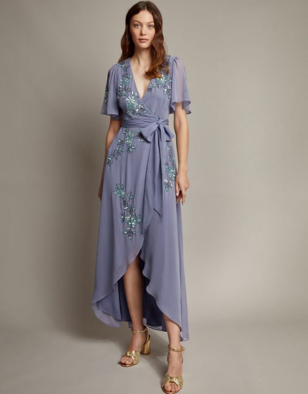 Monsoon Sarah Floral Embellished Maxi Wrap Dress