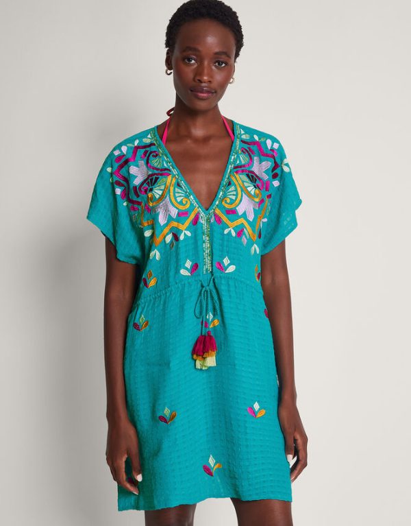 Monsoon Bonita Embellished Kaftan Blue