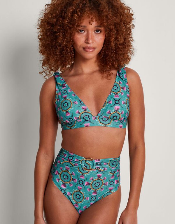 Monsoon Carla Print Bikini Top Teal