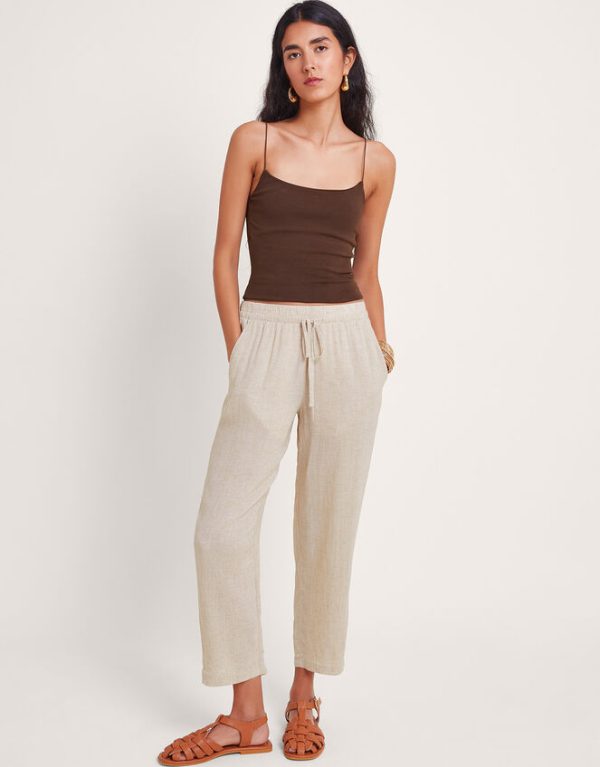 Monsoon Penina Crop Trousers Natural