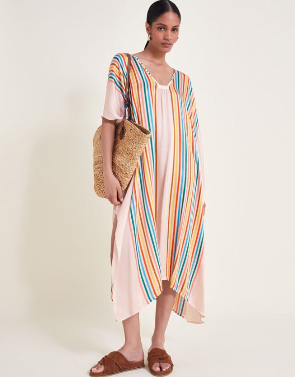 Monsoon Opal Stripe Kaftan White