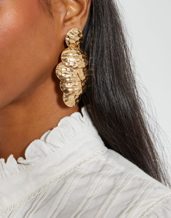 Monsoon Layered Hammer Coin Drop Earrings