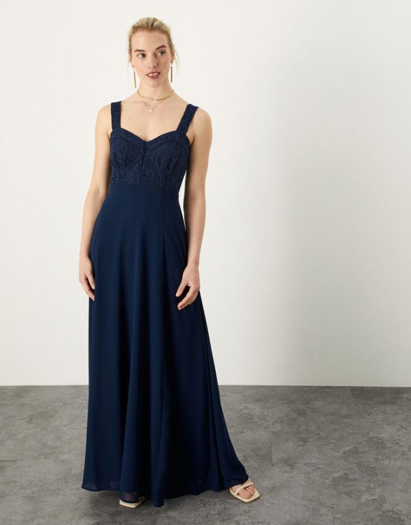 Monsoon Lori Lace Maxi Dress Blue