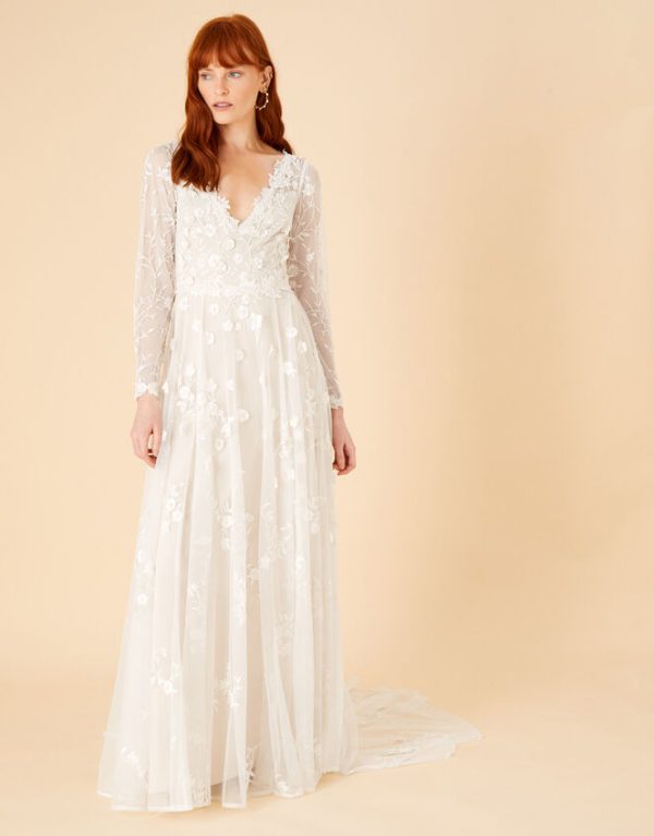 Monsoon Sue Embellished Bridal Maxi Dress Ivory