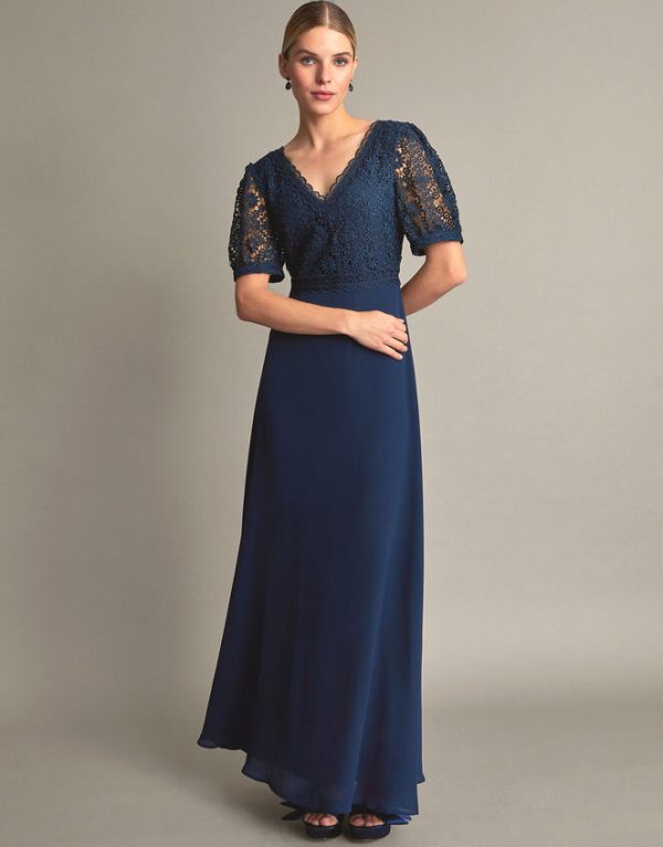 Monsoon Lilibet Lace Maxi Dress Blue