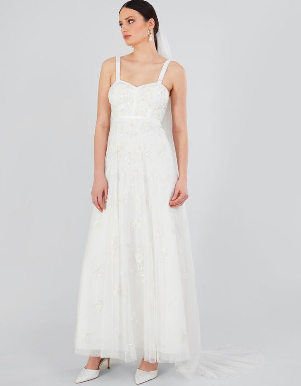 Monsoon Caroline Embellished Bridal Dress Ivory