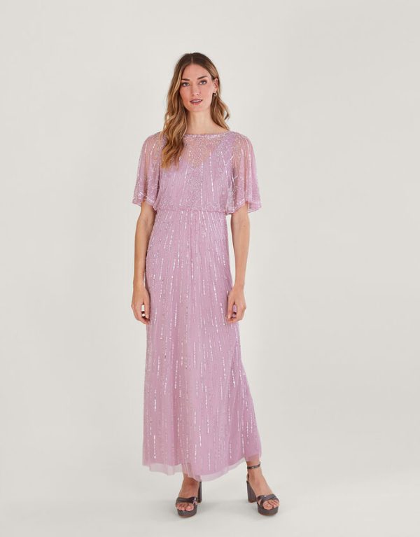 Monsoon Elizabeth Embellished Maxi Dress Mink