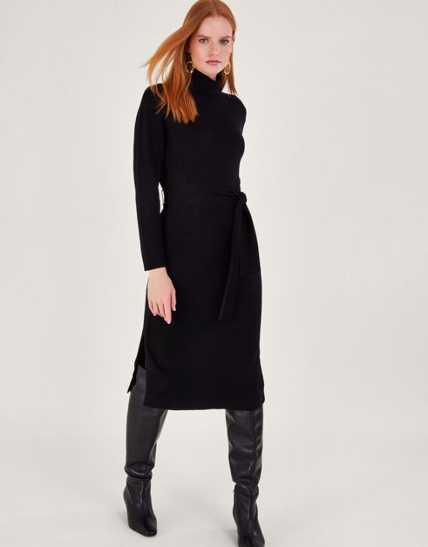 Monsoon Roll Neck Dress with LENZING™ ECOVERO™ Black