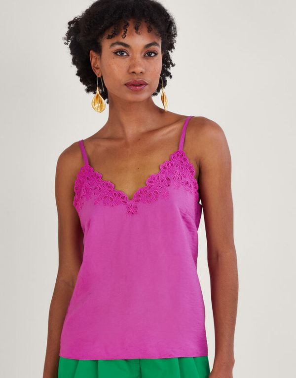 Monsoon Beatrice Cutwork Cami Top Pink