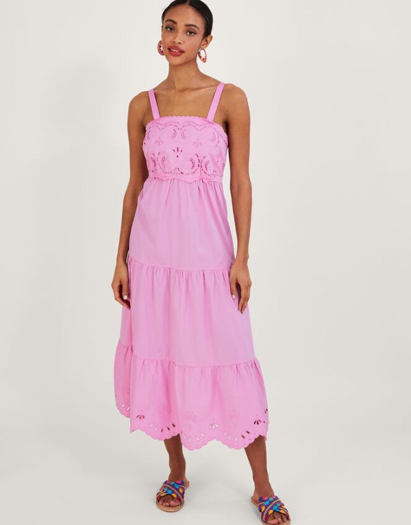 Monsoon Cirilla Cutwork Dress Pink