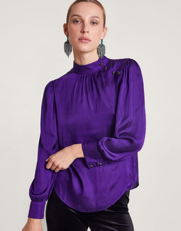 Monsoon Holly Satin Blouse Purple