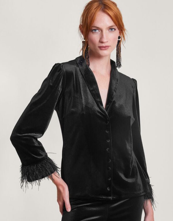 Monsoon Raegan Feather Shirt Black - Image 2