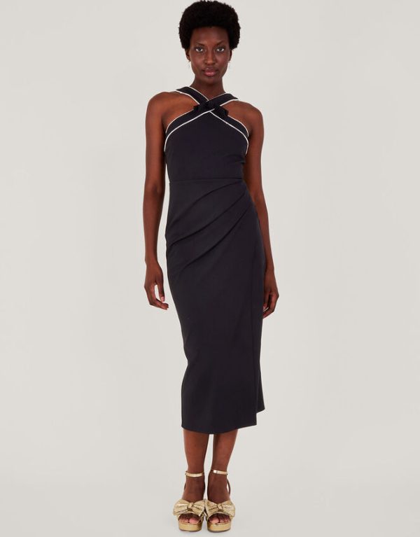 Monsoon Diana Diamante Halterneck Dress Black - Image 2