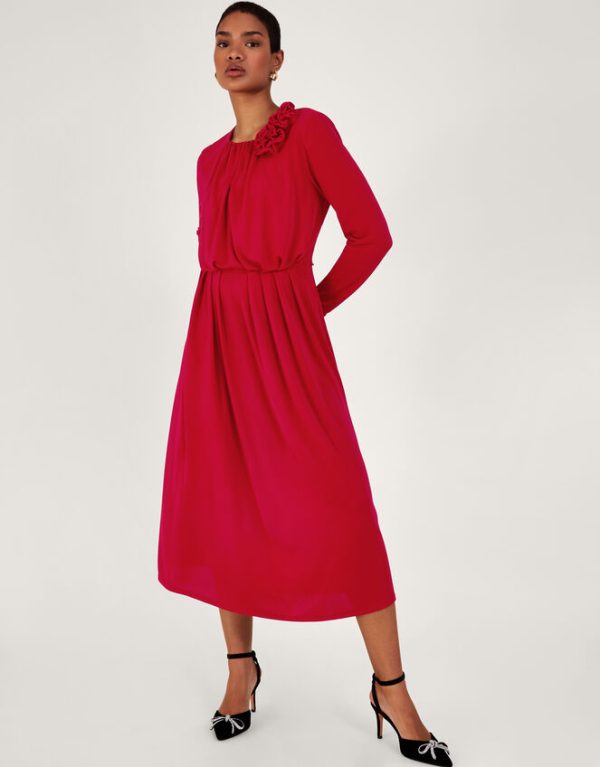 Monsoon Cleo Corsage Dress Red