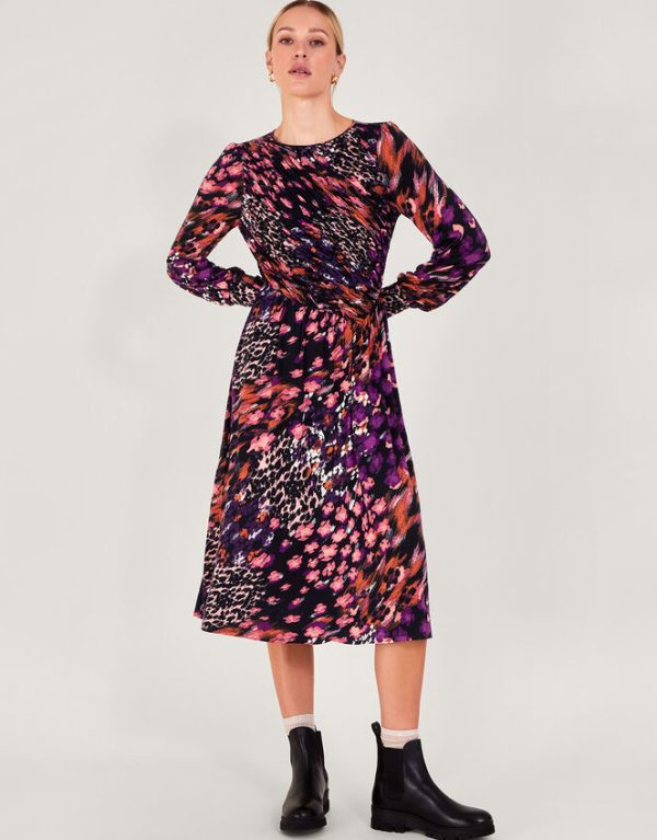 Monsoon Genesis Animal Print Dress Black