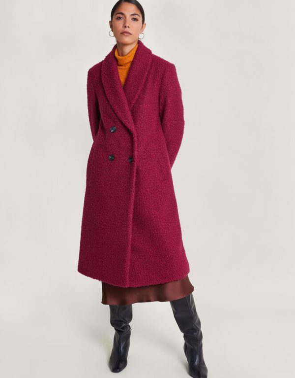 Monsoon Bobbie Boucle Coat Red