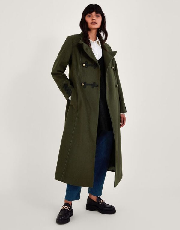 Monsoon Mya Military Coat Green