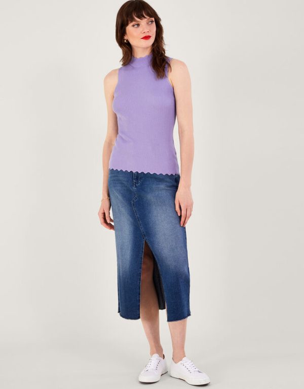 Monsoon Ribbed Halter Neck Tank Top Purple