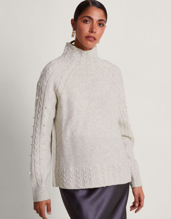 Monsoon Pearl Cable Jumper Ivory