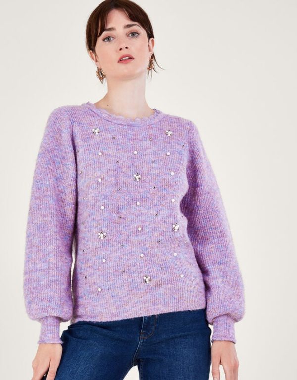 Monsoon Pearl and Crystal Jumper Purple