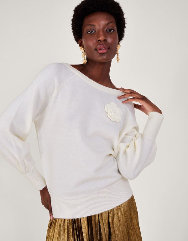 Monsoon Casey Corsage Jumper Ivory