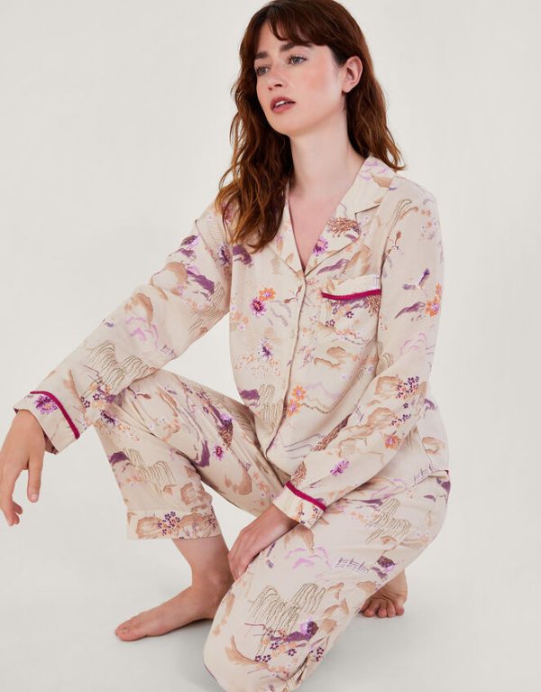 Monsoon Bianca Print Pyjama Set Nude