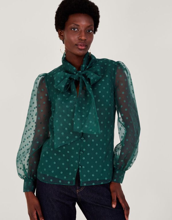 Monsoon Rosa Spot Blouse Green