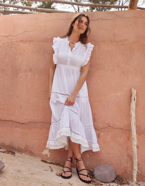 Monsoon East Tiered Beach Dress White - Image 2