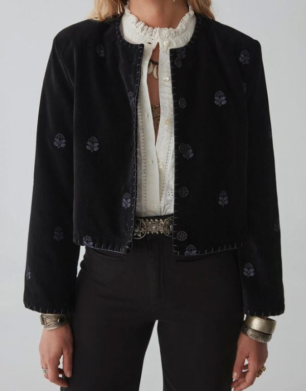 Monsoon Maison Hotel Embroidered Velvet Jacket Black - Image 2