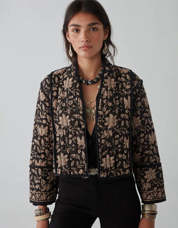 Monsoon Maison Hotel Leaf Print Jacket Black - Image 2