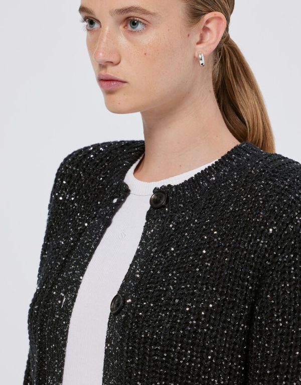 Monsoon Scotch and Soda Metallic Mid-Length Cardigan Black - Image 2