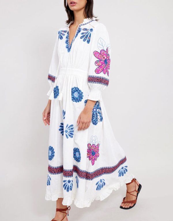 Monsoon East Embroidered Dress White - Image 2