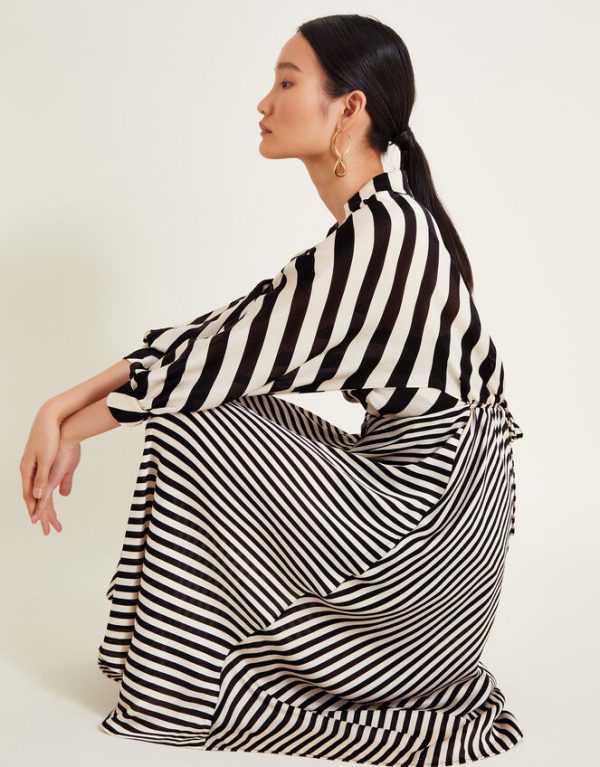 Monsoon Sofia Stripe Dress Black - Image 3