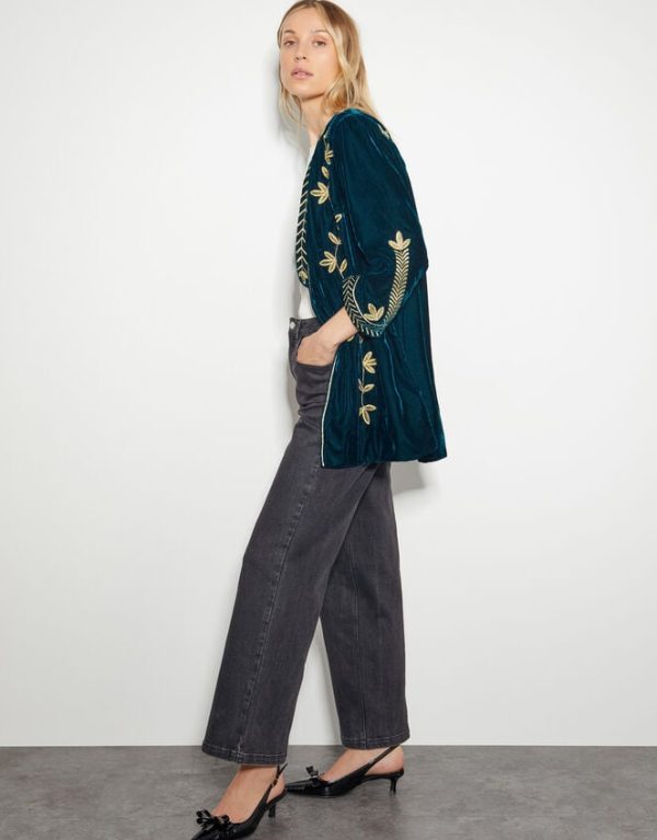 Monsoon Fiona Embroidered Velvet Jacket - Image 2