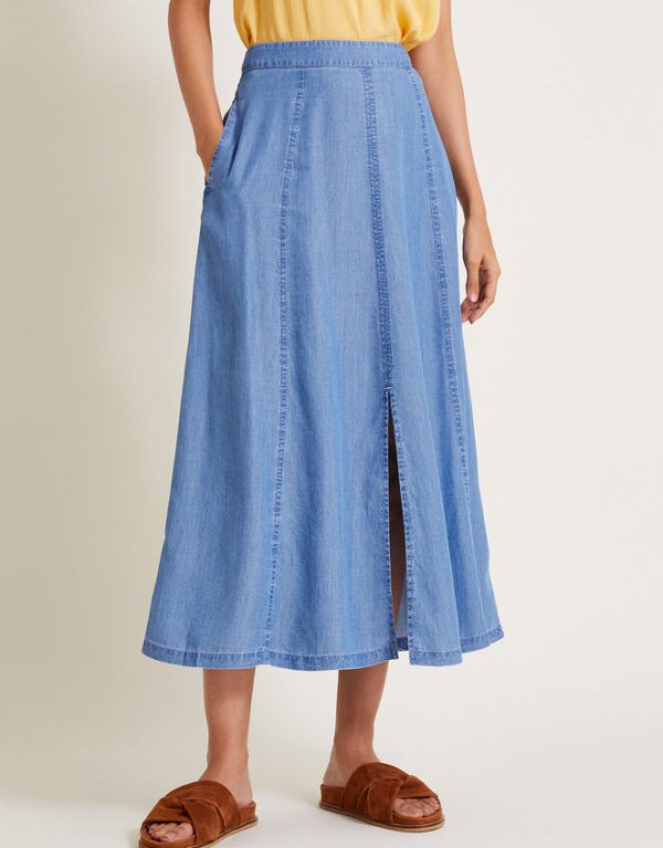 Monsoon Tierra Midi Skirt Blue - Image 2