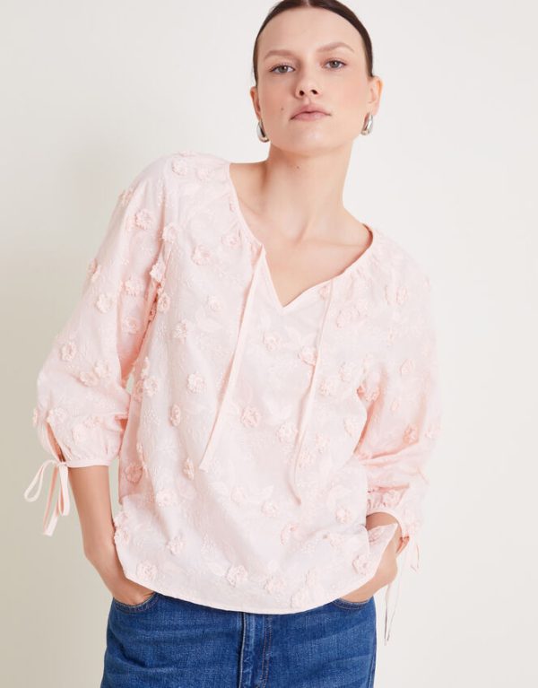 Monsoon Ivy Floral Embroidered Blouse Pink - Image 2