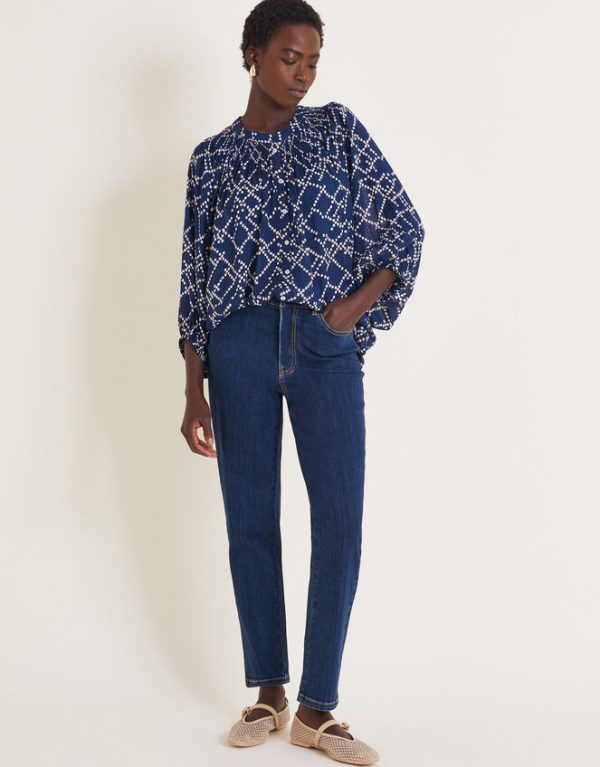 Monsoon Neva Artisan Blouson Blouse Blue - Image 2