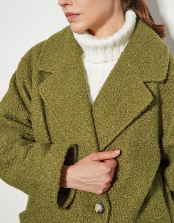 Monsoon Ophelia Double-Breasted Boucle Coat Green - Image 2