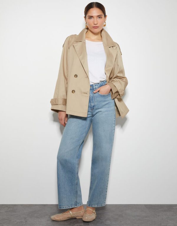 Monsoon Savannah Crop Trench Coat Natural - Image 2