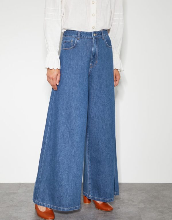 Monsoon Beth Extra Wide Leg Jeans Blue - Image 2