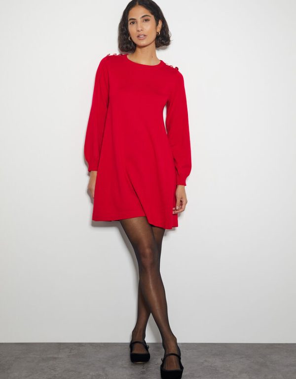 Monsoon Susie Mini Jumper Dress Red - Image 2