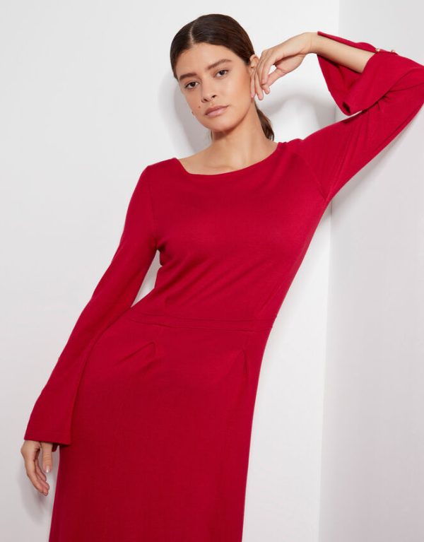 Monsoon Sal Slash Knit Dress Red - Image 2