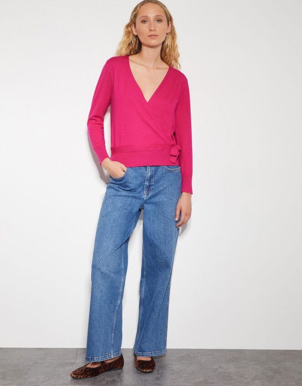 Monsoon Riley Wrap Jumper Pink - Image 2