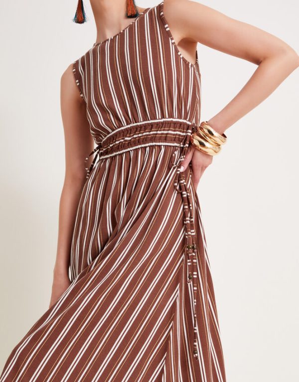 Monsoon Stripe Jersey Dress Brown - Image 2