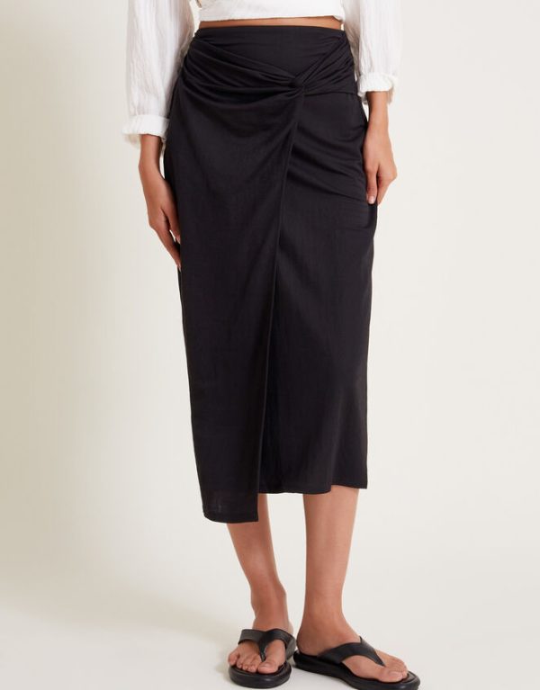 Monsoon Winnie Wrap Midi Skirt Black - Image 2