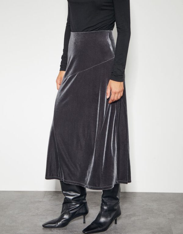 Monsoon Viola Velvet Midi Skirt Silver - Image 2