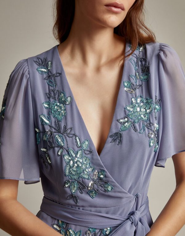 Monsoon Sarah Floral Embellished Maxi Wrap Dress - Image 2