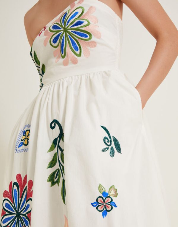 Monsoon Polly Embroidered Dress White - Image 2